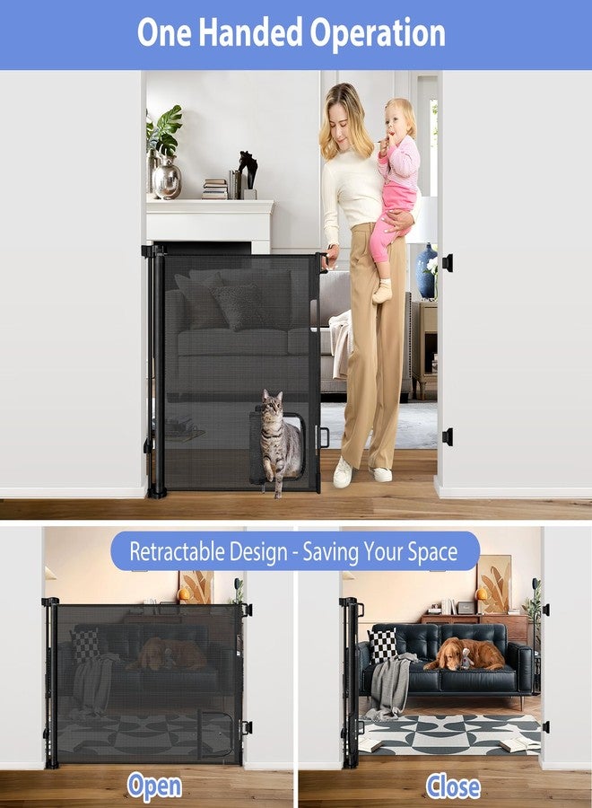 بيترتك بوابات أطفال قابلة للسحب مع باب، عرض 55 بوصة، بوابة كلاب قابلة للسحب مع باب للحيوانات الأليفة، بوابة خارجية قابلة للسحب للكلاب، بوابة أطفال شبكية، بوابة حيوانات أليفة قابلة للسحب مع باب للقطط، بوابات أطفال قابلة للسحب للمداخل - Image 4